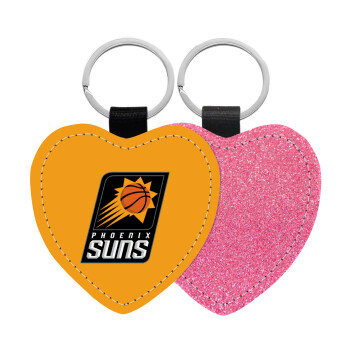 Phoenix Suns, Μπρελόκ PU δερμάτινο glitter καρδιά ΡΟΖ