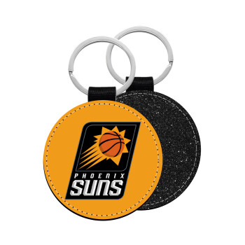 Phoenix Suns, Μπρελόκ Δερματίνη, στρογγυλό ΜΑΥΡΟ (5cm)