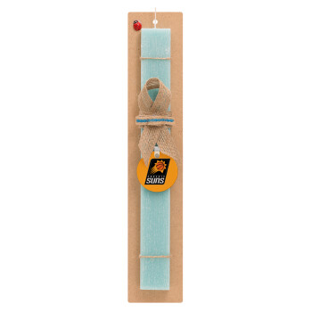 Phoenix Suns, Easter Set, wooden keychain & aromatic flat Easter candle (30cm) (TURQUOISE)