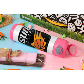 Phoenix Suns, Πασχαλινή Λαμπάδα με Παιδικό παγούρι θερμό, ανοξείδωτο, με καλαμάκι ασφαλείας, ΡΟΖ (500ml)