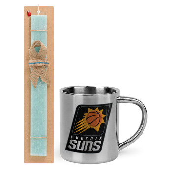 Phoenix Suns, Πασχαλινό Σετ, μεταλλική κούπα θερμό (300ml) & πασχαλινή λαμπάδα αρωματική πλακέ (30cm) (ΤΙΡΚΟΥΑΖ)