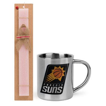 Phoenix Suns, Πασχαλινό Σετ, μεταλλική κούπα θερμό (300ml) & πασχαλινή λαμπάδα αρωματική πλακέ (30cm) (ΡΟΖ)