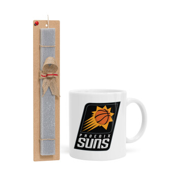 Phoenix Suns, Easter Set, Ceramic Cup (330ml) & Easter aromatic flat candle (30cm) (GRAY)