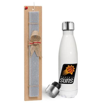 Phoenix Suns, Πασχαλινή λαμπάδα, μεταλλικό παγούρι θερμός λευκός (500ml) & λαμπάδα αρωματική πλακέ (30cm) (ΓΚΡΙ)