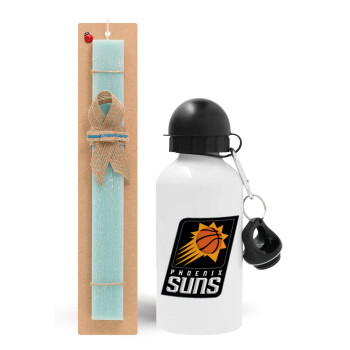 Phoenix Suns, Easter Set, metallic aluminum water bottle (500ml) & scented flat candle (30cm) (TURQUOISE)
