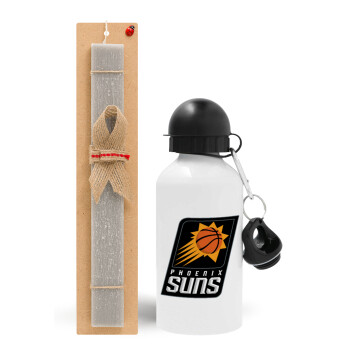 Phoenix Suns, Πασχαλινό Σετ, παγούρι μεταλλικό  αλουμινίου (500ml) & πασχαλινή λαμπάδα αρωματική πλακέ (30cm) (ΓΚΡΙ)