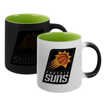 Phoenix Suns, Κούπα Μαγική εσωτερικό πράσινο, κεραμική 330ml που αλλάζει χρώμα με το ζεστό ρόφημα (1 τεμάχιο)