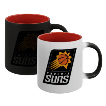 Phoenix Suns, Κούπα Μαγική εσωτερικό κόκκινο, κεραμική, 330ml που αλλάζει χρώμα με το ζεστό ρόφημα (1 τεμάχιο)