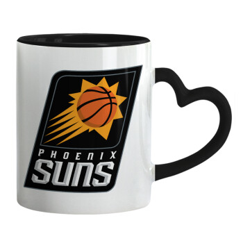 Phoenix Suns, Mug heart black handle, ceramic, 330ml