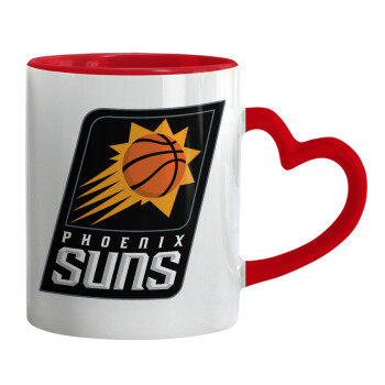 Phoenix Suns, Mug heart red handle, ceramic, 330ml