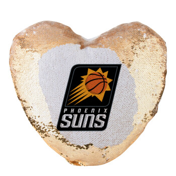 Phoenix Suns, Μαξιλάρι καναπέ καρδιά Μαγικό Χρυσό με πούλιες 40x40cm περιέχεται το  γέμισμα