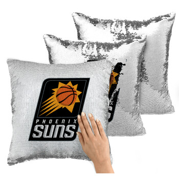 Phoenix Suns, Μαξιλάρι καναπέ Μαγικό Ασημένιο με πούλιες 40x40cm περιέχεται το γέμισμα