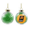 Transparent Christmas tree ball ornament with green filling 8cm