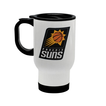 Phoenix Suns, Κούπα ταξιδιού ανοξείδωτη με καπάκι, διπλού τοιχώματος (θερμό) λευκή 450ml