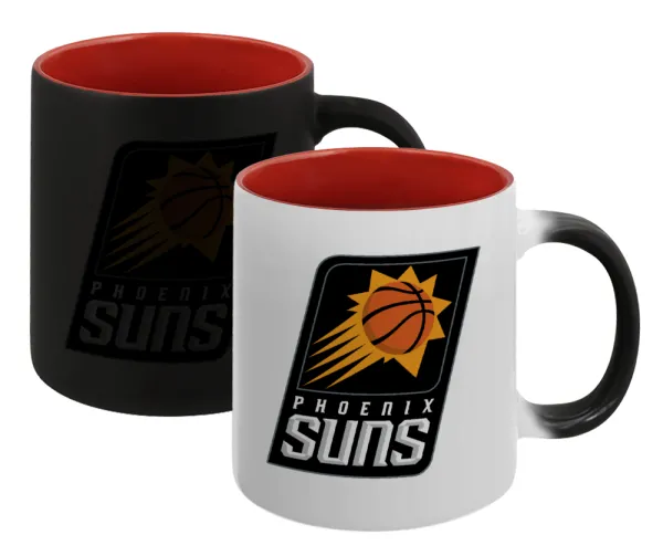 Phoenix Suns — Κούπα Μαγική εσωτερικό κόκκινο, κεραμική, 330ml που αλλάζει χρώμα με το ζεστό ρόφημα