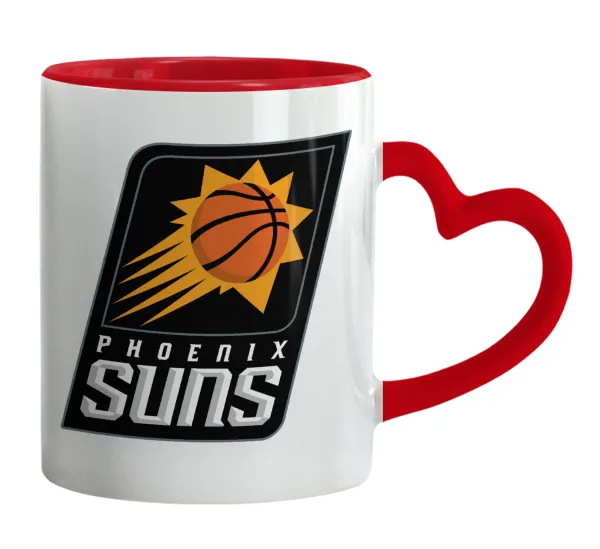Phoenix Suns — Κούπα καρδιά χερούλι κόκκινη, κεραμική, 330ml