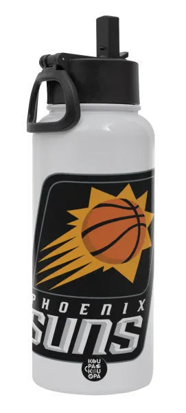 Phoenix Suns — Metal mug thermo White with Straw and Spout Lid (Stainless steel), double wall, 950ml