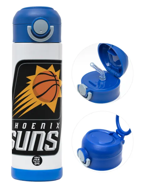 Phoenix Suns — Παιδικό παγούρι θερμό, ανοξείδωτο, με καλαμάκι ασφαλείας, ΜΠΛΕ (500ml)