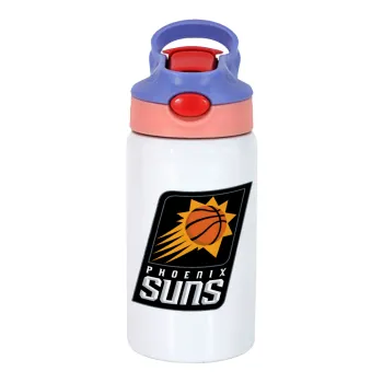 Phoenix Suns, Παιδικό παγούρι θερμό, ανοξείδωτο, με καλαμάκι ασφαλείας, ροζ/μωβ (350ml)