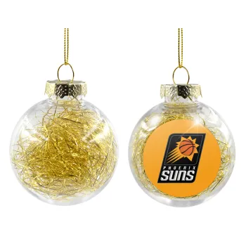 Phoenix Suns, Transparent Christmas tree ball ornament with gold filling 8cm