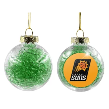 Phoenix Suns, Transparent Christmas tree ball ornament with green filling 8cm