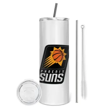 Phoenix Suns, Tumbler ποτήρι θερμό από ανοξείδωτο ατσάλι 600ml, με μεταλλικό καλαμάκι & βούρτσα καθαρισμού