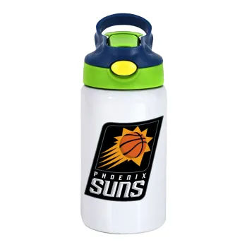 Phoenix Suns, Children's hot water bottle, stainless steel, with safety straw, green, blue (350ml)