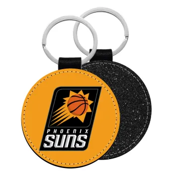 Phoenix Suns, Μπρελόκ Δερματίνη, στρογγυλό ΜΑΥΡΟ (5cm)