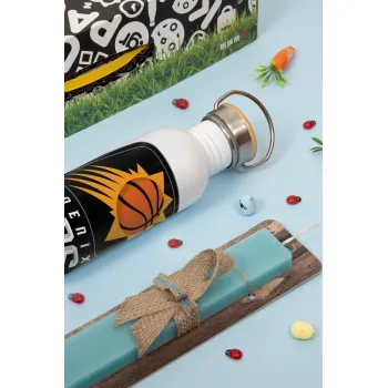 Phoenix Suns, Πασχαλινή Λαμπάδα με παγούρι μεταλλικό (620ml, stainless steel) & κερί αρωματικό πλακέ (30cm) (ΤΙΡΚΟΥΑΖ)