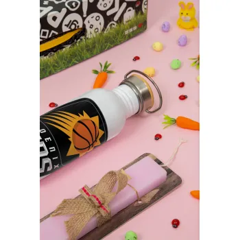 Phoenix Suns, Πασχαλινή Λαμπάδα με παγούρι μεταλλικό (620ml, stainless steel) & κερί αρωματικό πλακέ (30cm) (ΡΟΖ)