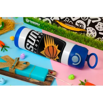 Phoenix Suns, Easter candle, Childrens hot water bottle, stainless steel, with safety straw, BLUE (500ml)