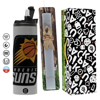 Phoenix Suns, Easter candle with Grey Tumbler Thermo 600ml & aromatic flat candle (30cm) (GREY)