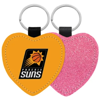 Phoenix Suns, Μπρελόκ PU δερμάτινο glitter καρδιά ΡΟΖ
