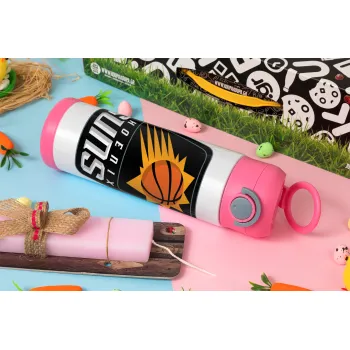 Phoenix Suns, Easter candle, Childrens hot water bottle, stainless steel, with safety straw, PINK (500ml)