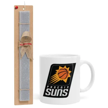 Phoenix Suns, Easter Set, Ceramic Cup (330ml) & Easter aromatic flat candle (30cm) (GRAY)