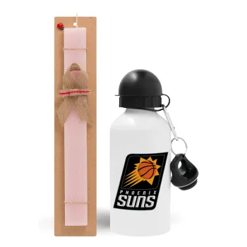 Phoenix Suns, Πασχαλινή Λαμπάδα με παγούρι μεταλλικό αλουμινίου (500ml) & κερί αρωματικό πλακέ (30cm) (ΡΟΖ)