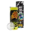 Neon Yellow Travel Tumbler θερμό, μεταλλικό καλαμάκι(Ανωξείδωτο 304 Food grade, BPA free, 600ml)