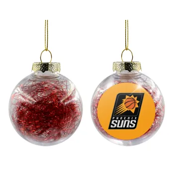 Phoenix Suns, Transparent Christmas tree ball ornament with red filling 8cm