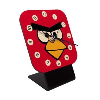 Angry birds eyes, Επιτραπέζιο ρολόι σε φυσικό ξύλο (10cm)