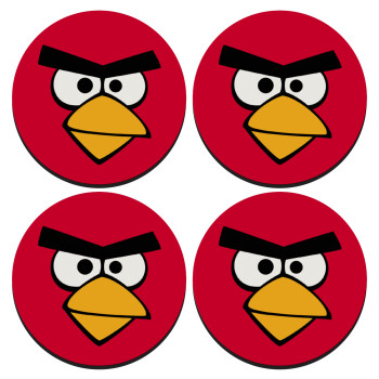 Angry birds eyes, ΣΕΤ 4 Σουβέρ ξύλινα στρογγυλά (9cm)