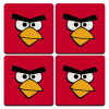 Angry birds eyes, ΣΕΤ 4 Σουβέρ ξύλινα τετράγωνα