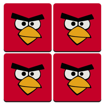 Angry birds eyes, ΣΕΤ 4 Σουβέρ ξύλινα τετράγωνα (9cm)