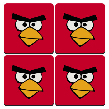 Angry birds eyes, ΣΕΤ 4 Σουβέρ ξύλινα τετράγωνα (9cm)
