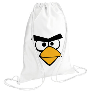 Angry birds eyes, Backpack pouch GYMBAG white (28x40cm)
