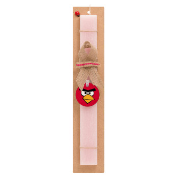 Angry birds eyes, Easter Set, wooden keychain & scented flat Easter candle (30cm) (PINK)