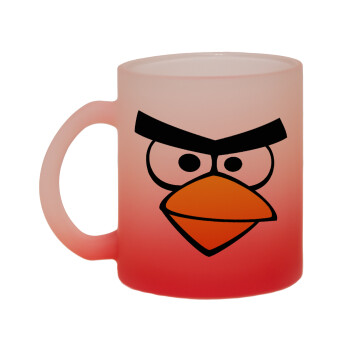 Angry birds eyes, Κούπα γυάλινη δίχρωμη με βάση το κόκκινο ματ, 330ml