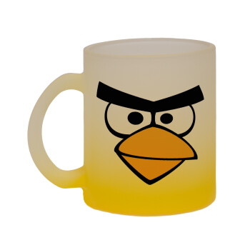 Angry birds eyes, Κούπα γυάλινη δίχρωμη με βάση το κίτρινο ματ, 330ml