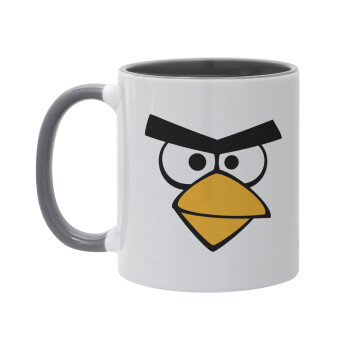 Angry birds eyes, Κούπα χρωματιστή γκρι, κεραμική, 330ml