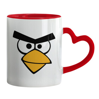 Angry birds eyes, Mug heart red handle, ceramic, 330ml