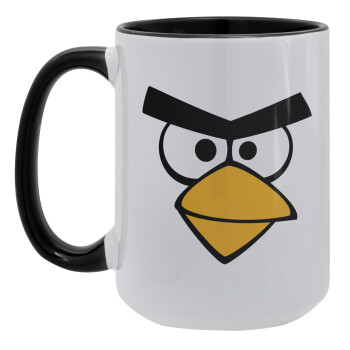 Angry birds eyes, Κούπα Mega 15oz, κεραμική Μαύρη, 450ml